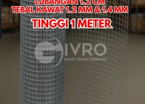 Kawat Ram Mesh Galvanis Kotak Tebal 14mm Tinggi 1 meter Lubangan 12cm