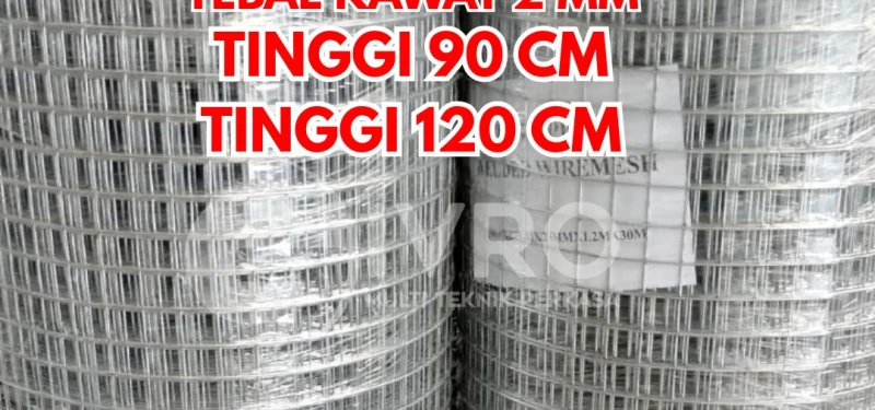 Kawat Ram Mesh Kotak Tebal 2mm Tinggi 120cm Lubangan 2.5cm