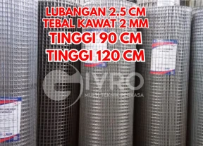 Kawat Ram Mesh Kotak Tebal 2mm Tinggi 90cm Lubangan 25cm